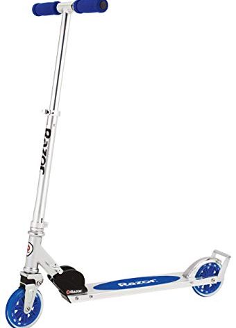 Razor A3 Kick Scooter for Kids Ages 5+ - Foldable, Lightweight, Large Wheels, Front Vibration Reducing System, Adjustable Handlebars, For Riders up to 143 lbs, Blue