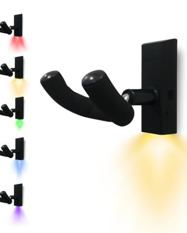 Muziclight Ukulele Wall Mount Perfect fit to mount a ukulele Multicolor 5 Vibrant Colors, 200 Hours Extended Battery Life Light up ukulele wall mount hanger.