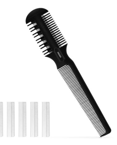Hair Cutting Comb - Double Edge Razor for Thin and Thick Hair Trimming and Styling with 5 PCS Spare Blades