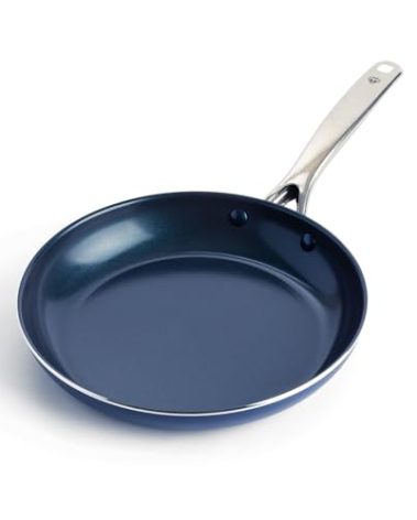 Blue Diamond 10" Nonstick Frying Pan Skillet, Diamond Infused PFAS & PTFE-Free Ceramic Pot, Dishwasher & Oven Safe, Stay Cool Handle, Durable Non Toxic Metal Utensil Safe, Egg & Omelet Pan, Blue