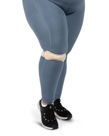 KARM Plus Size Knee Brace for Women & Men Plus Size - Patella Band - Patellar Tendon Support Strap for Jumpers Knee Pain, Basketball, Sports, Obese (XXL/3XL/4XL/5XL/6XL, Single Strap, Beige)