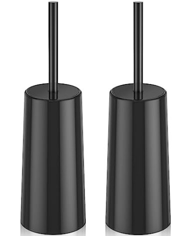 Toilet Brush and Holder, 2 Pack Toilet Brush Stainless Steel, Toilet Bowl Brush for Bathroom Toilet-Ergonomic, Elegant,Durable (Black)