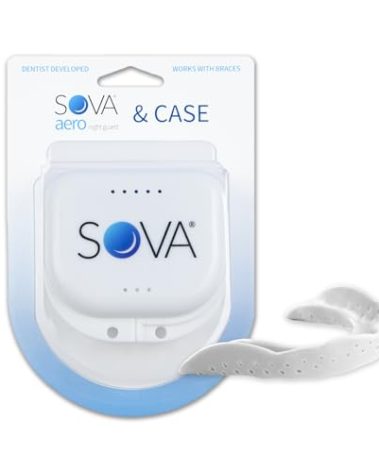 SOVA Aero Night Guard with Case - 1.6mm Thin - Custom-Molded Fit - Protects Against Nighttime Teeth Grinding & Clenching - FSA/HSA Eligible - Odor & Taste Free - Remoldable Up to 20 Times - Non Toxic