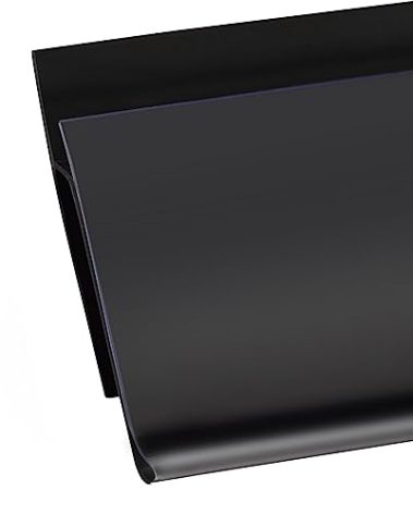 Pro Painter Shelf Label Strips, 100 Pack Snap-in 1.25”H Angled Shelf Strip Price Tag Holder Fits Standard Gondola Shelf Channel, Clear Plastic Front/Black Back Sign Holder for 48” Long Shelf