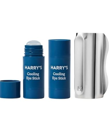 Harry's Cooling Eye Kit for Men - Gua Sha Depuffing Facial Massage Tool and 2 Cooling Eye Sticks