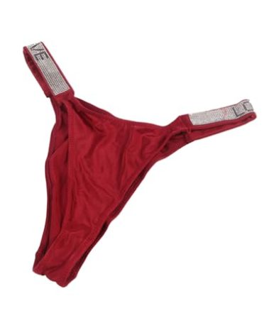 comeondear G-String Thongs for Women Sexy Slutty Rhinestone Micro Thongs for Women Red Plus Size Women Underwear Low Rise Panties
