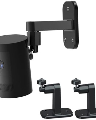 2Pack Ring Camera Wall Mount,Compatible with Ring Outdoor Cam Plus/Stick Up Cam Battery/Plug-in/Pro/Indoor Cam(1st Gen),360 Degree Adjustable No Drilling Mount for R/ing Outdoor Indoor Cameras,Black