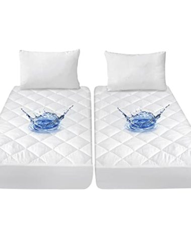 Split King Mattress Topper Protector Pad for Adjustable Bed Cover, Quilted, Breathable, Absorbent, Fitted Sheet Style, Machine Washable