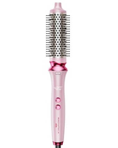 Wavytalk Thermal Brush, Wavytalk Heatwave Pro 1.5" Ionic Thermal Brush with Bilateral Ionic Outlet for Less Damage, One-Step Shiny Blowout Look, Pink
