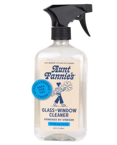 Aunt Fannie's Glass & Window Cleaning Vinegar Spray, Natural Streak-Free Spray, 16.9 Ounces (Pack of 1)