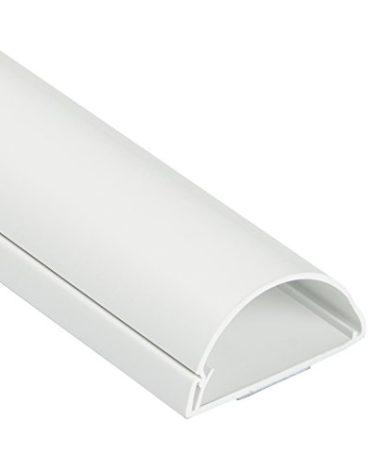 D-Line Half Round Cord Hider, Patented Cable Cover, Hide TV Wall Mount Wires, Raceway for Cords, Decorative Wire Covers, Paintable, Adhesive Cable Concealer, 1x 2in W x 1in H x 39in L, White