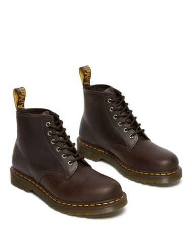 Dr. Martens Unisex 101 Crazy Horse Leather 6 Eye Boot, Dark Brown, 11 US Women