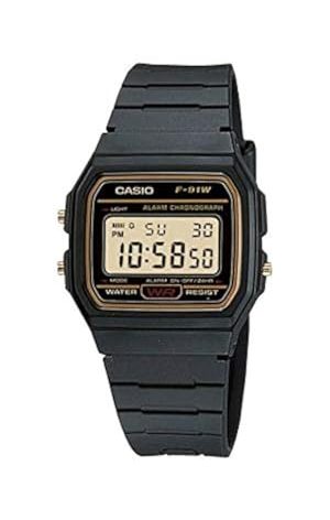 Casio F91WG-9 Men's Retro Black Band Gold Face Alarm Chronograph Digital Watch