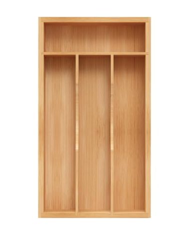 Small Silverware Organizer, Bamboo Kitchen Drawer Organizer, Utensil Holder, Cutlery Tray & Spoon Flatware Storage with Grooved Drawer Dividers