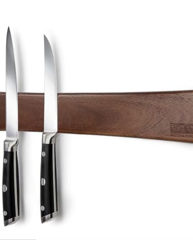HOSHANHO Magnetic Knife Strips, Magnetic Knife Holder for Wall 16 Inch, Acacia Wood Knife Magnetic Strip Use as Knife Bar, Knife Holder for Kitchen Utensil Organizer