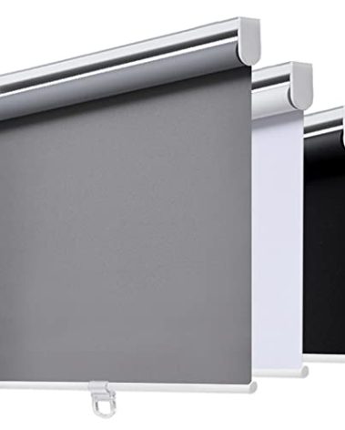 AOSKY Cordless Roller Shades Blackout Blinds for Windows Room Darkening Rolled Up Shades with Spring System, UV Protection Window Shades Door Blinds for Home and Office (23" W x 72" H, Grey)
