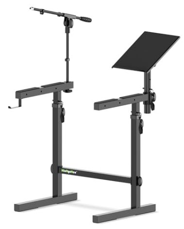 NiuNyuNeu Multi-Functional Keyboard Stand Heavy Duty Piano Stand with Microphone Stand and Laptop Stand