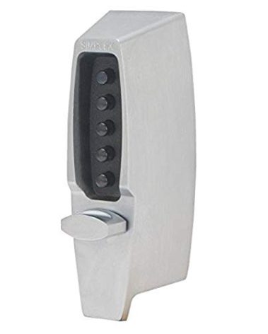 Simplex - 710826D Kaba 7100 Series Metal Mechanical Pushbutton Auxiliary Lock with Thumbturn, 25mm Tubular Deadbolt, Flat Front Face Plate, 60mm Backset, Satin Chrome Finish