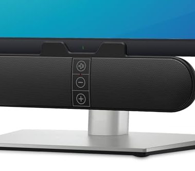 Computer Speakers for Desktop PC Monitor, USB Plug-in, Wired, Computer Soundbar for PC, Laptop Speakers with Adaptive-Channel-Switching, Loud Sound, Deep Bass, USB C Adapter, Easy to Clip on Monitor