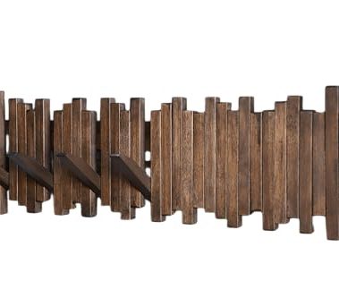 GOGREEBELL Natural Wood Wall Mounted Piano Coat Rack| Coat Rack Wall Mount| Flip Down Wall Hook Rack 7 Hooks| Entryway Wall Art Hook,Made of Acacia Wood (Wood Wax Oil Dyed Walnut Color).Wall Art