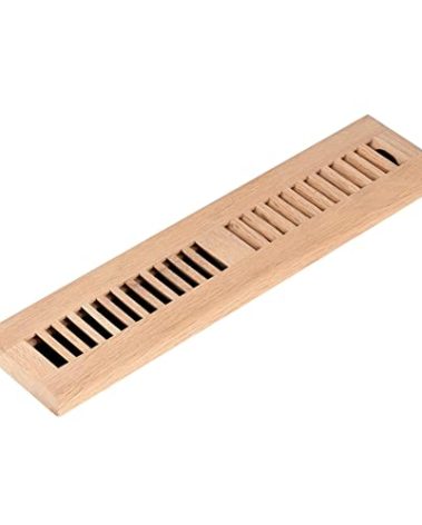 Homewell Red Oak Wood Floor Register, Drop in Vent Cover with Damper, 2x14 Inch, Unfinished