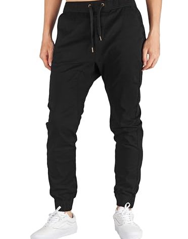 ITALYMORN Black Joggers Men with Pockets (Black, Medium)