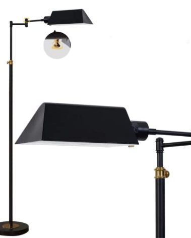 GyroVu Dimmable LED Pharmacy Floor Lamp for Living Room, Full Range Dimming Bedroom Floor Lamp, Adjustable Height Standing Lamp with 350° Swing Arm