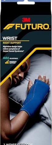 FUTURO Night Wrist Support, Left or Right, Adjustable, Helps Provide Nighttime Relief of Carpel Tunnel Symptoms, Made of Breathable Material, Easy-to-Use Sleeve Design, One Size Fits Most (48462ENR)