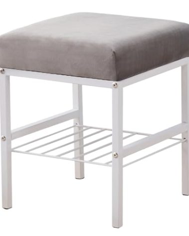 Cpintltr Multifunctional Vanity Stools Velvet Footstool Ottoman Shoe Changing Stool Makeup Stool Storage Stool Footrest Vanity Stool Small Footstool Pouf Ottoman Ottoman Stool for Makeup Room Grey