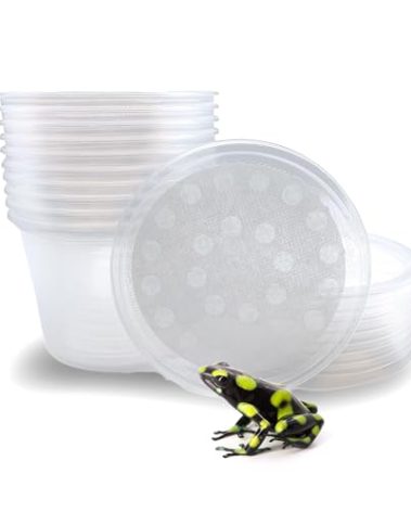 16 oz Deli Cup and Fabric Vented Insect Feeder lids by Snout & Shell - Pack of 10 Cups and lids