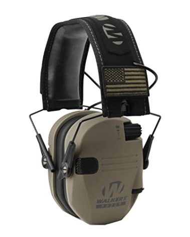 Walkers Razor Slim Shooter Electronic Folding Ear Protection Muffs, Tan Patriot