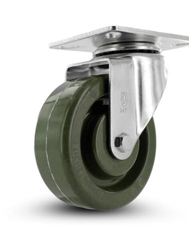 Z20P2431NGD High-Temperature Caster - 4" Epoxy Resin Wheel, Zinc Plated Steel Yoke, 5/16" Precision Bearing | Heavy-Duty Plate Mount Caster for Industrial Use