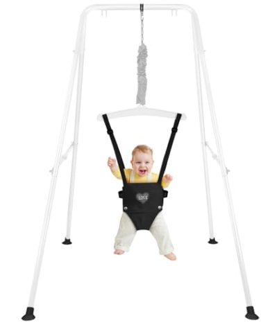 Baby Jumper with Stand, Infant Jumper for Indoor/Outdoor Play, Jumper for Baby 6-24 Months, Baby Jumpers and Bouncers with Adjustable Chain, Easy to Assemble & Store