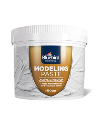 Bluebird Professional Thick Modeling Paste 5.3 Oz / 150GM - High Density, Acrylic Medium - for Texture and Thickness, Dimension Additive (White, 5,3 Oz / 150GM)