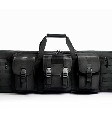 PERFBAGS Soft Rifle Case 48 inch, Tactical Long Double Rifle Backpack Gun Bag for Hunting Shooting Range, Transportation with Lockable Zipper and Molle System