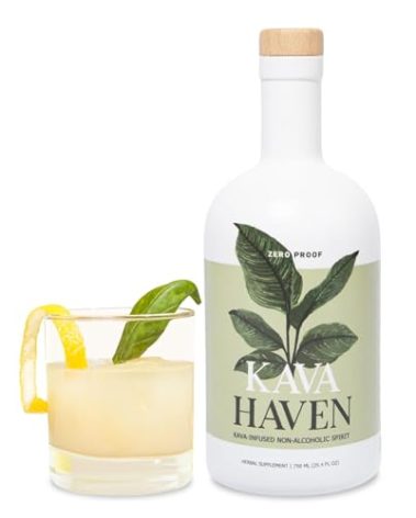 Kava Haven Non Alcoholic Spirit, 750mL Bottle | Kava Kava Drink | Non Alcohol Alternative Spirit for Mixed Drink Recipes | Low Calorie | All Natural | - Lemon Ginger Flavor (17 Servings)