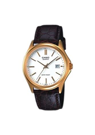 Casio MTP-1183Q-7A Men's Gold Analog Dress Watch w/Croc-Leather Band & Date
