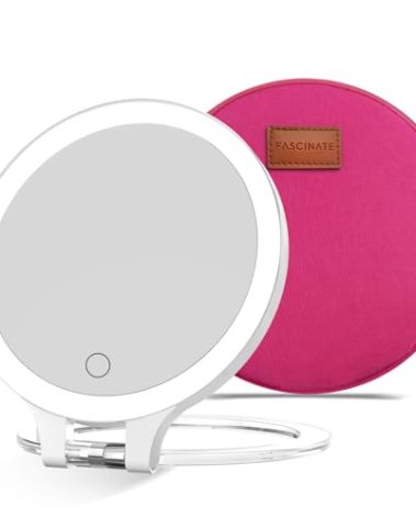 FASCINATE Magnifying Mirror 10X 1X Double Sided Magnification Makeup Vanity Mirror Rechargeable Lighted Mirror with 3 Color Lighting Modes Adjustable Rotation LED Vanity Mirror