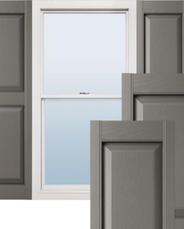 Ekena Millwork Lifetime Vinyl LP2S14X05100TG Standard Two Equal Panel Vinyls, Raised Panel Vinyl Shutters, w/Installation Shutter-Lok's & Matching Screws (Per Pair),14.75"W x 51"H, Tuxedo Grey