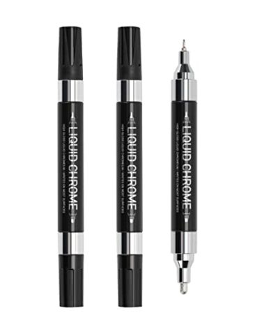 ZEYAR Liquid Chrome Marker Paint Marker, Shiny Silver Marker Pen for most surfaces, High-gloss display effects, Dual tips: Extra Fine and Medium Point (0.7mm & 2mm Sized Tips) (3)