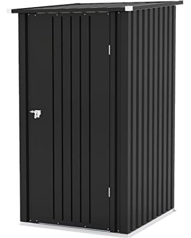 Patiowell 3 x 3 FT Outdoor Storage Shed,Small Garden Tool Storage Shed with Sloping Roof and Single Lockable Door, Outdoor Shed for Backyard Garden Patio Lawn, Black
