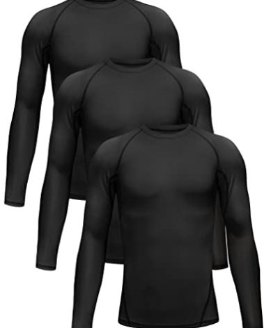3 Pack Boys' Girls' Compression Shirts Youth Long Sleeve Undershirt Sports Performance Moisture Wicking Baselayer Sets 3Black S