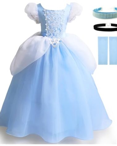 Axaxa Cinderella Costume for Girls Cinderella Dress Princess Dresses for Girls with Accessories