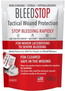BleedStop First Aid Powder for Blood Clotting, Trauma Kit, Blood Thinner Patients, Camping Safety, and Survival Equipment for Moderate to Severe Bleeding Wounds or Nosebleeds 150 Gram