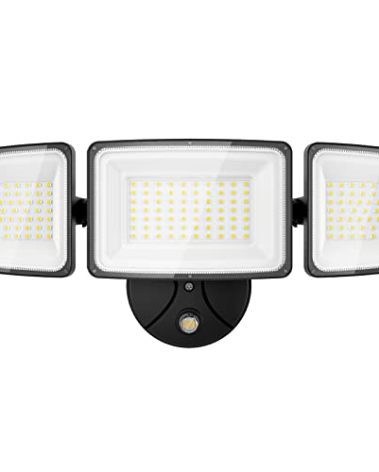 Onforu 100W Dusk to Dawn Outdoor Lighting, 9000LM Exterior Led Flood Lights, IP65 Waterproof 3 Adjustable Heads Security Black Lights Fixture, 6500K Photocell Floodlights for Garage, Patio, Yard
