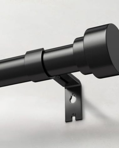 IFELS Heavy Duty Curtain Rods for Windows 72 to 144 Inch, 1 Inch Adjustable Black Curtain Rod Set with Easy Installation and Modern Design (A1,Black,30-150")