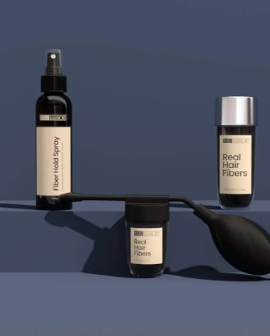 Hair Illusion Combo Kit - Hold Spray, 38g Hair Fiber Bottle, Applicator & Hairline Optimizer (Black)