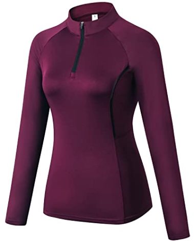 Witkey Womens Long Sleeve 1/4 Zip Athletic Shirts UPF50 Sun Protection Workout Baselayer Tops Lightweight Quick Dry Running Golf Hiking Gym Exercise