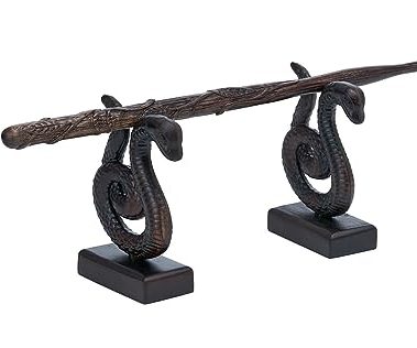 Handicraftviet Wizard Wand Holder Display Handmade Carved Wooden Wand Stand 1 Tiered for Collection Black (Snake Wand Stand)