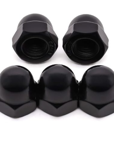 Glvaner #8-32 Stainless Steel Acorn Cap Nuts, Hexagon Dome Head Cap Nuts Locknuts, 304 Stainless Steel 18-8, Black Coated, 50 pcs